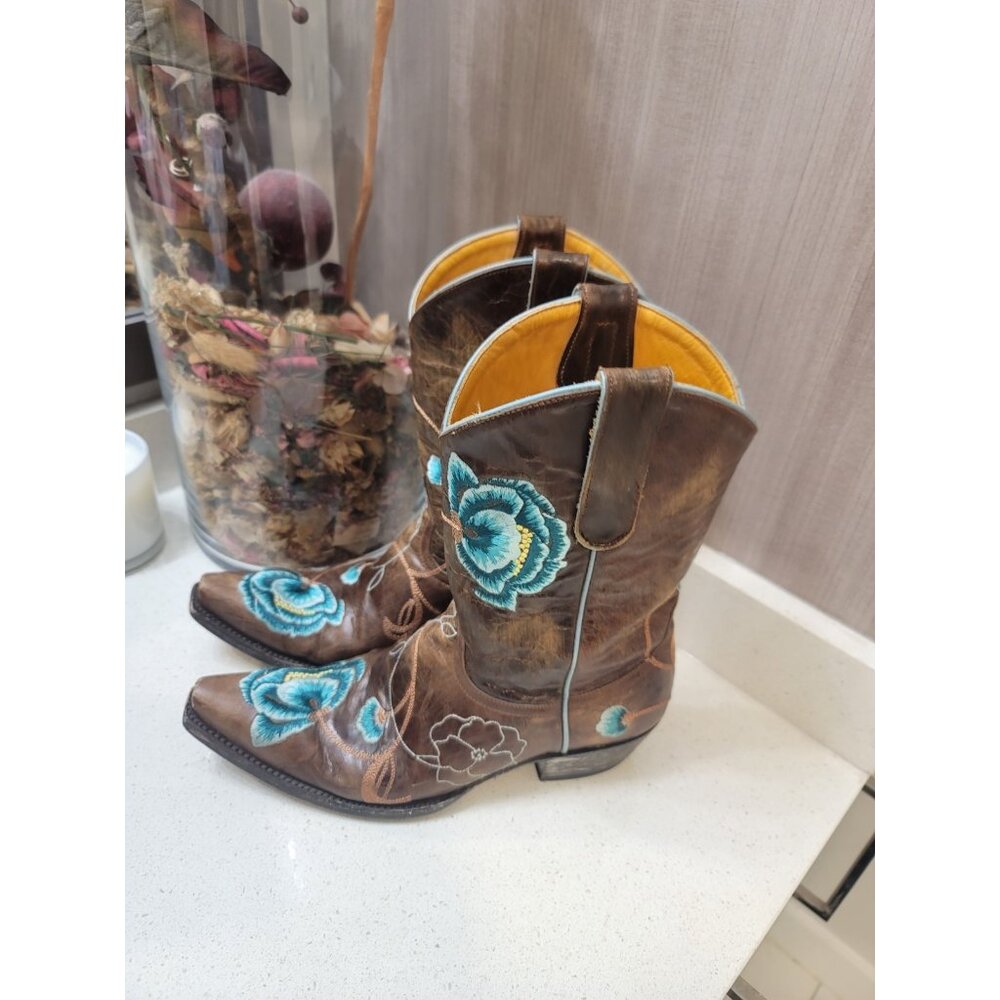 Old Gringo Floral Brown Rare Womens Size 8 B Cowgirl Boots - Picture 2 of 9
